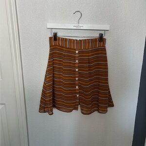 Skylar + Madison Brown Striped A-Line Skirt